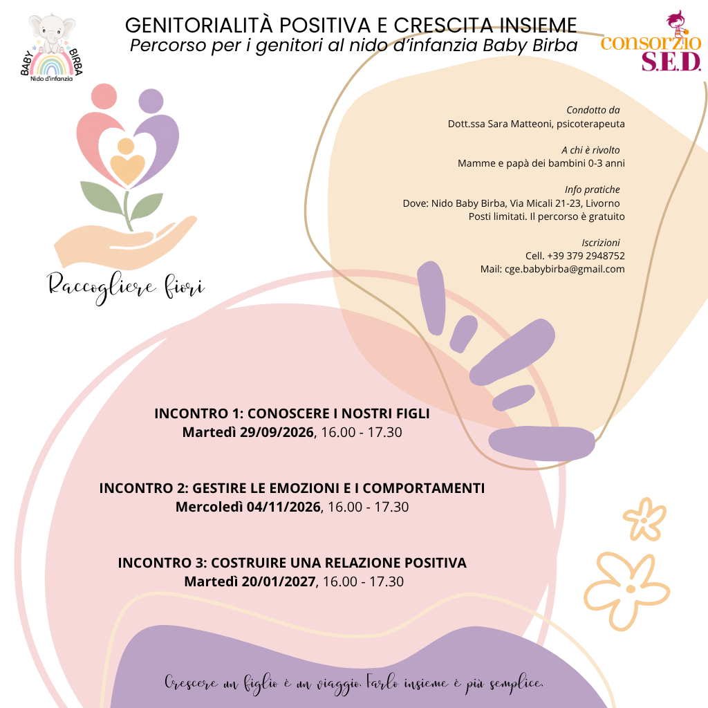 Locandina Raccogliere fiori: percorso per genitori al nido Baby Birba